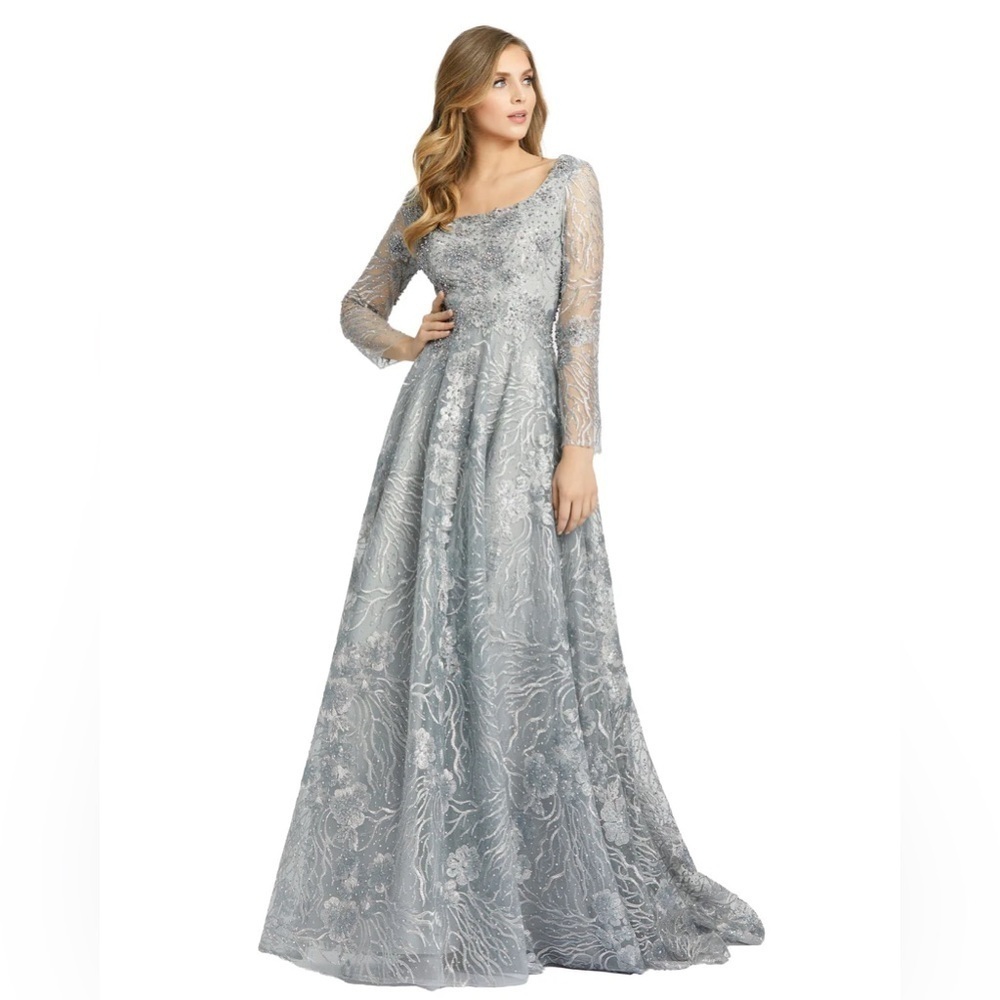 Mac Duggal 20275D JEWEL ENCRUSTED LONG SLEEVE SQUARE NECK GOWN 20285